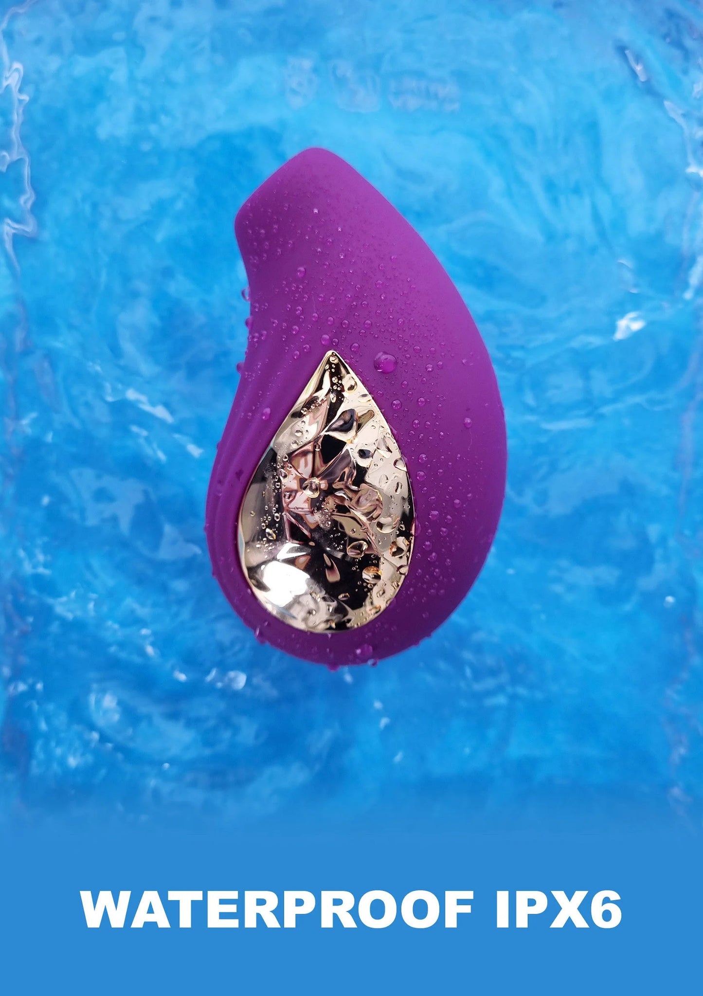 Paarse druppelvormige vibrator met zilveren inzetstuk, waterdicht IPX6
