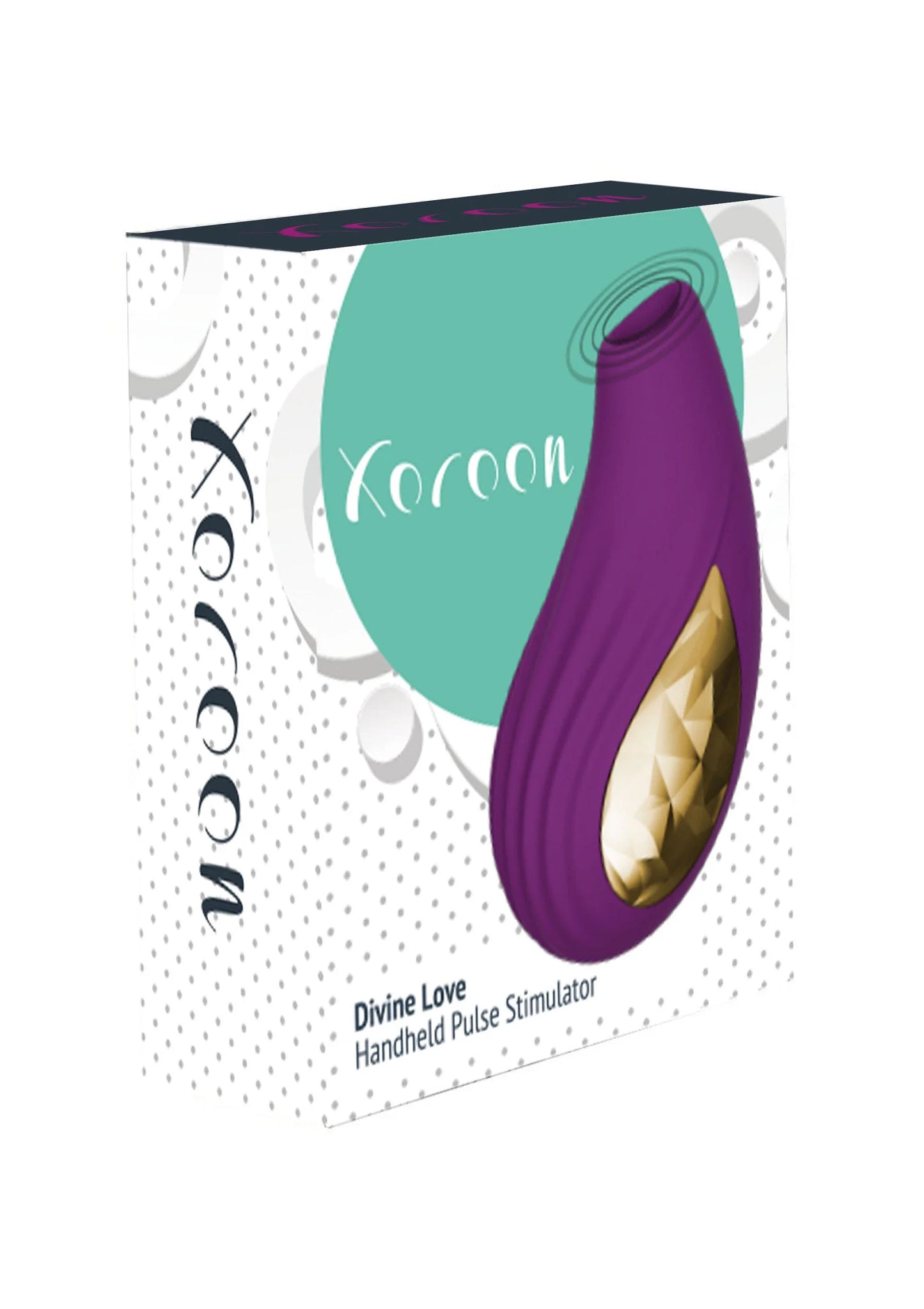 Doos van Xocoon Divine Love handstimulator met paarse en gouden vorm