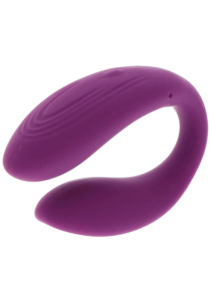 Paarvibrator in paars met gebogen dubbele vorm
