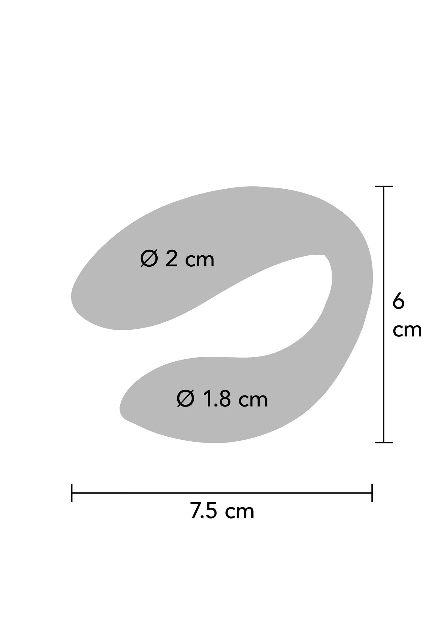 Paarvibrator paars met maatindicatie: 7,5 cm breed en 6 cm hoog