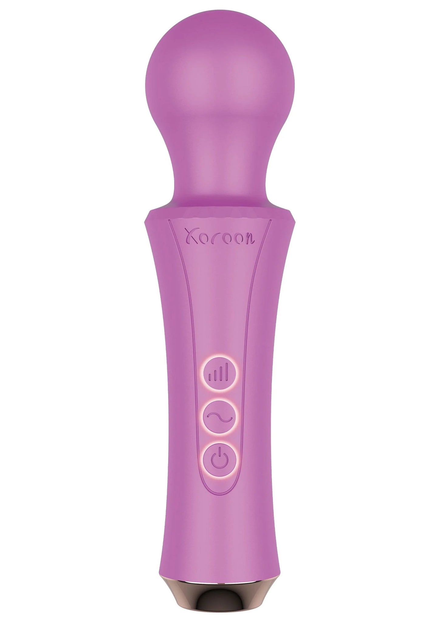 Paarse Xocoon personal wand met ronde kop, gebogen greep en knoppen