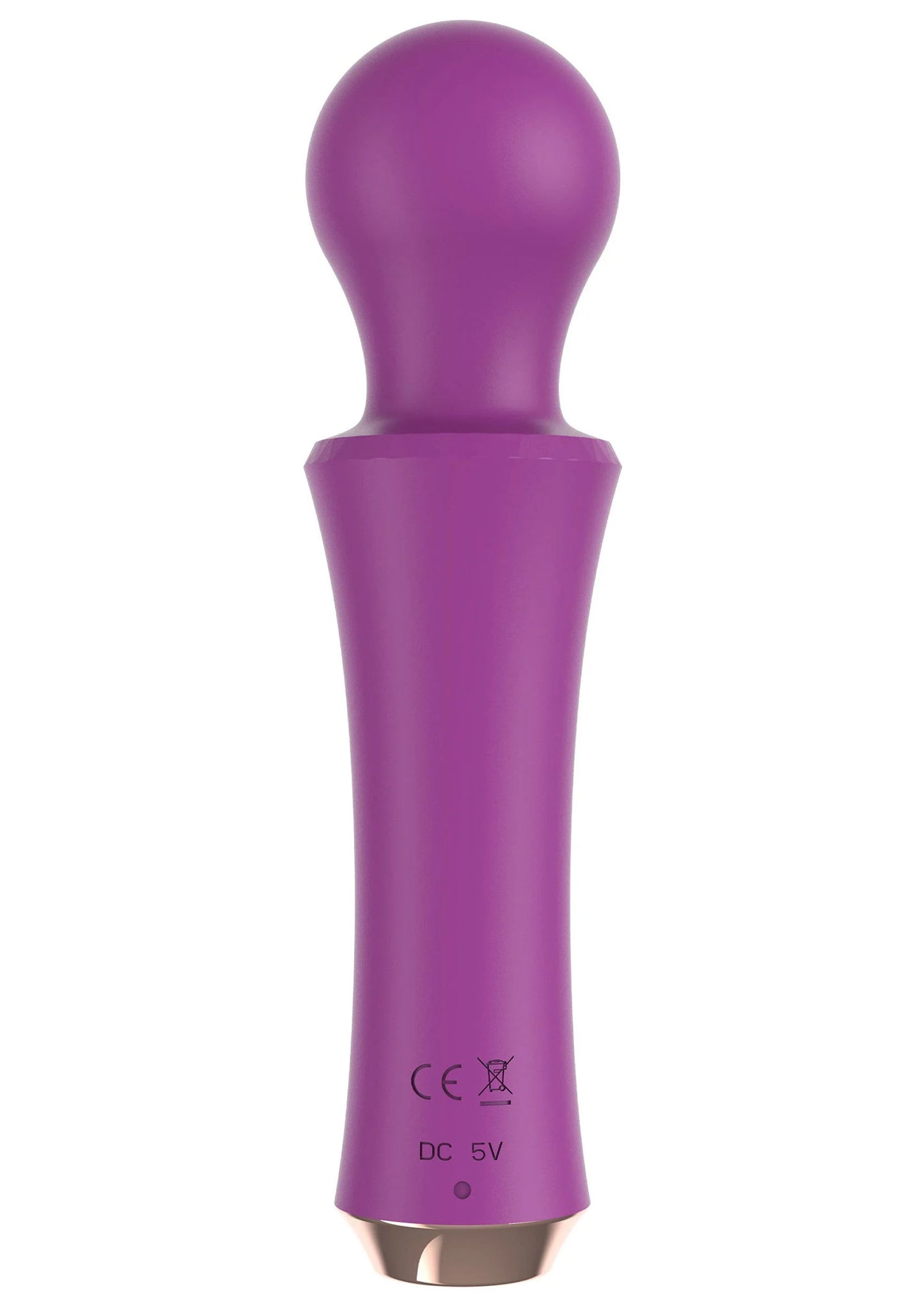 Paarse Xocoon personal wand achterkant met CE-markering en DC 5V