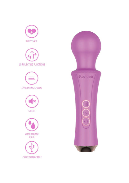 Paarse Xocoon personal wand met body-safe, 10 pulserend, trillend, stil en IPX6