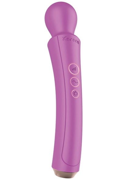 Gebogen Xocoon vibratorstaaf in paars met ronde kop en knoppen aan de zijkant