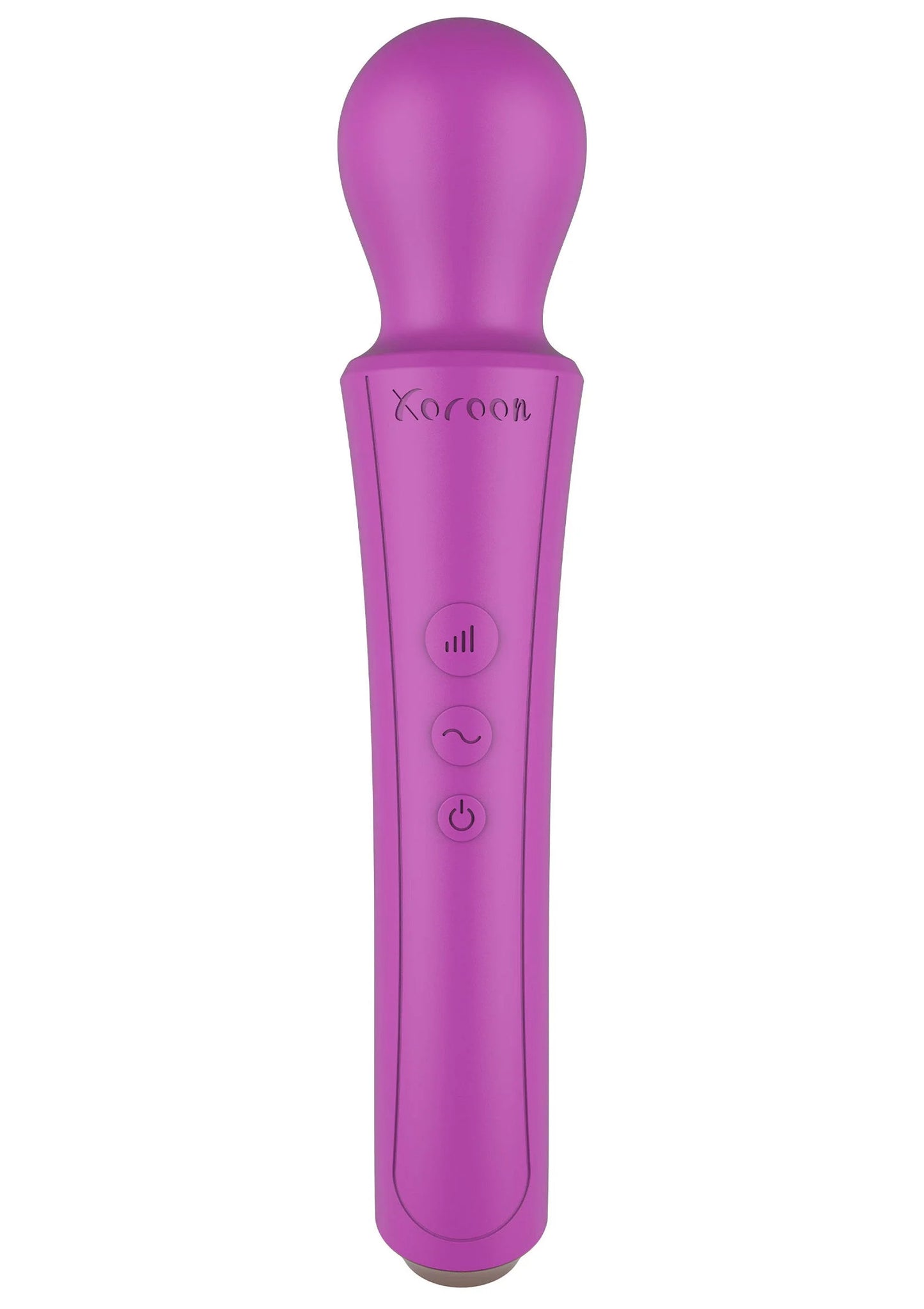 Paarse Curved Wand van Xocoon, bovenaanzicht met bedieningsknoppen op handvat