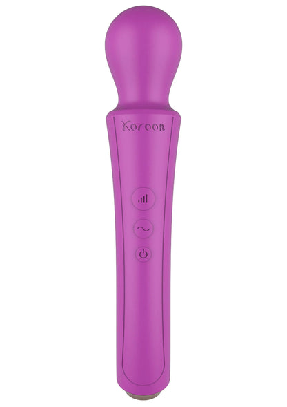 Paarse Curved Wand van Xocoon, bovenaanzicht met bedieningsknoppen op handvat