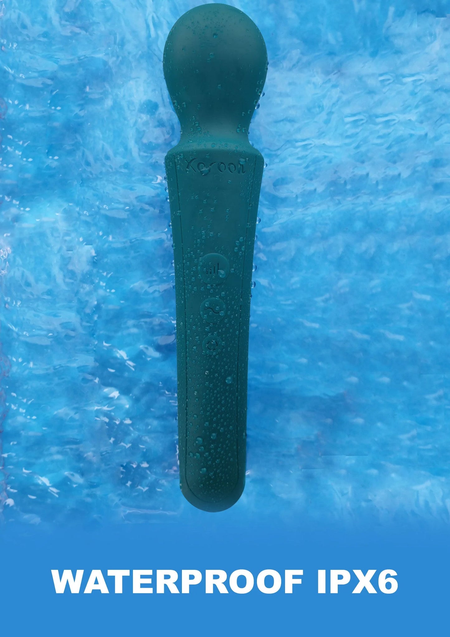 Turquoise gebogen handvibrator, waterdichte uitvoering