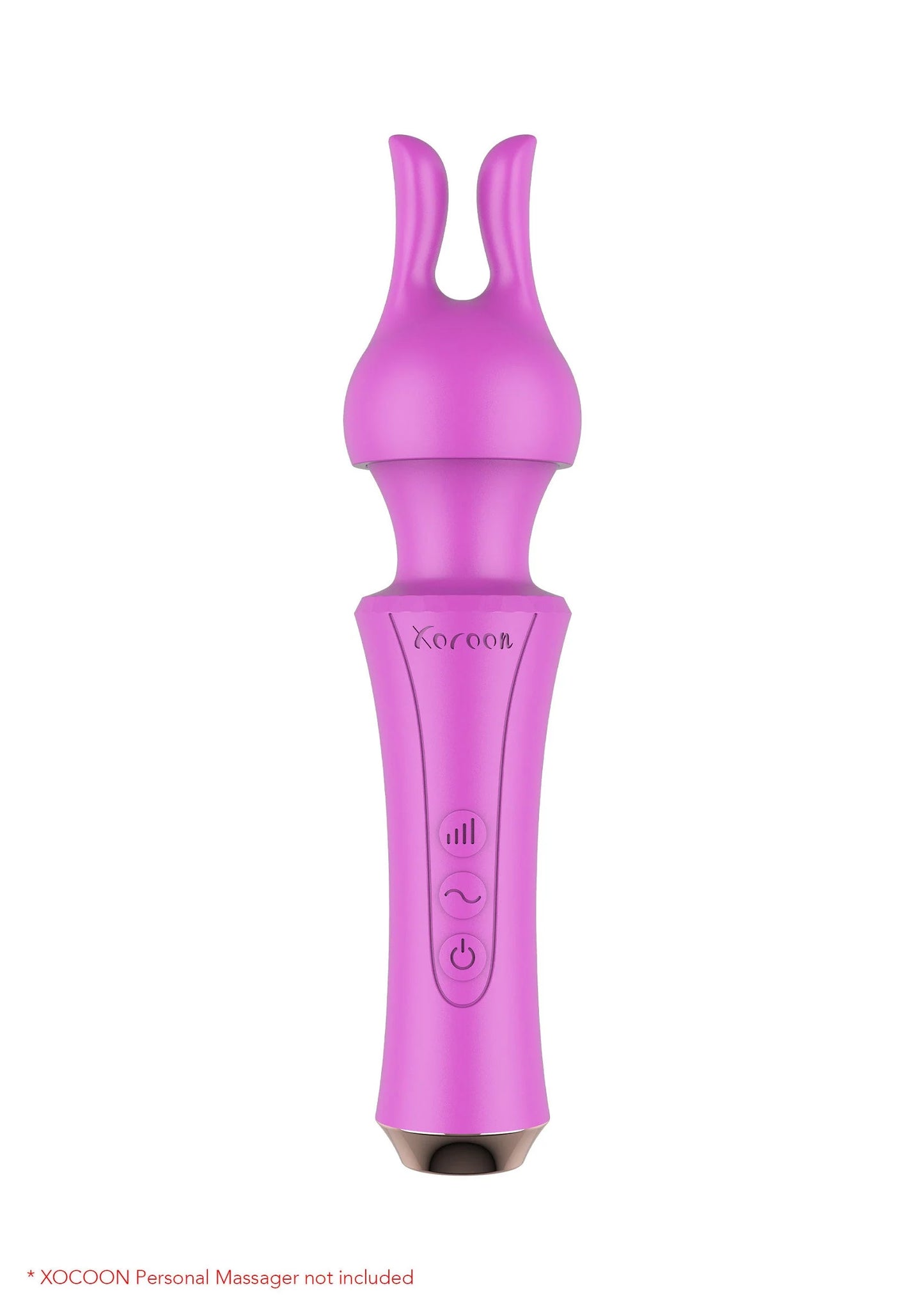 Paarse persoonlijke massager met handvat, knopjes en open onderkant
