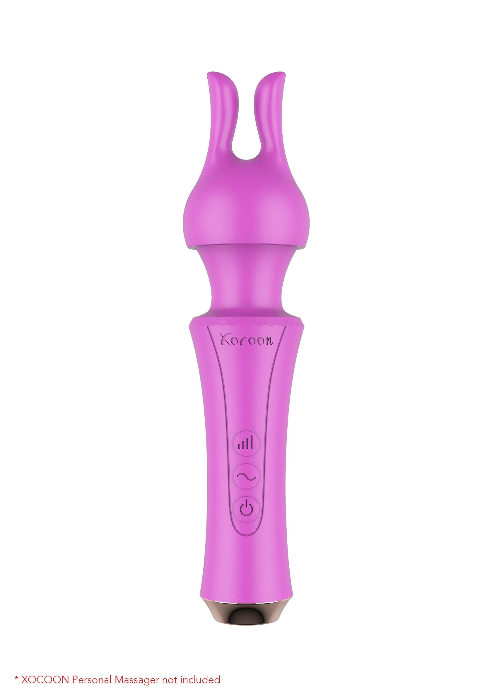 Paarse persoonlijke massager met handvat, knopjes en open onderkant