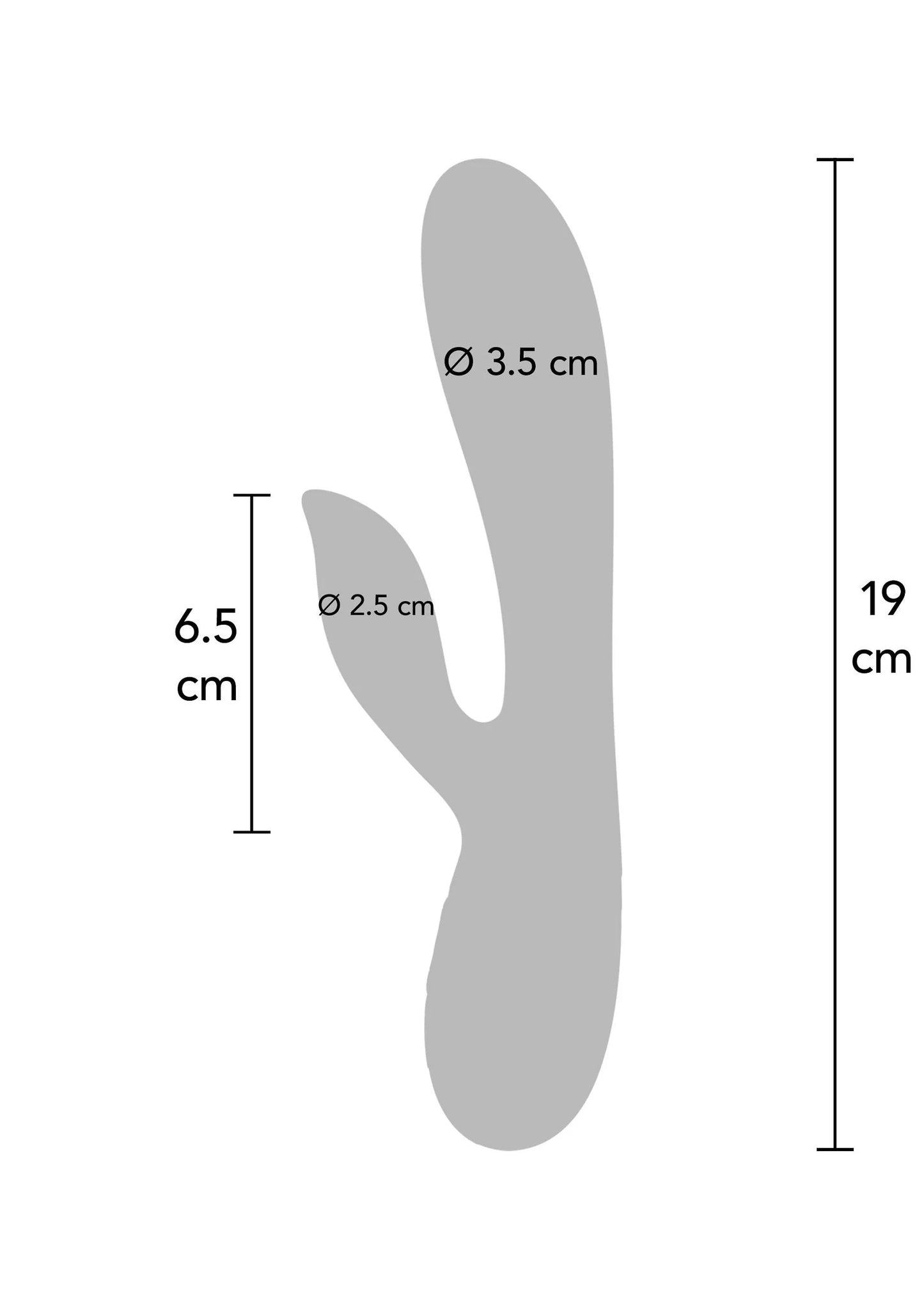 Roze vibrerende staaf met afmetingen: 19 cm hoog, Ø 2,5–3,5 cm