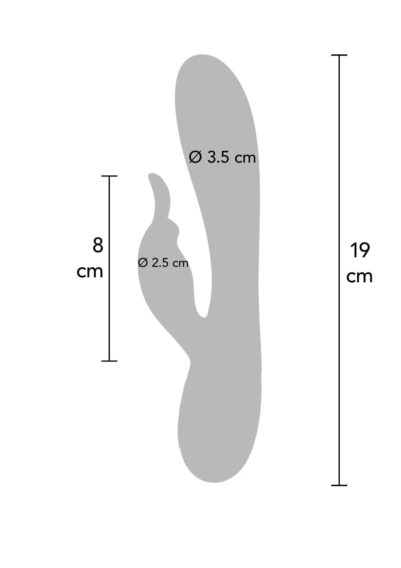 Paarse vibrerende G-spot toy: hoogte 19 cm, diameter 3,5 cm, zijdelengte 8 cm