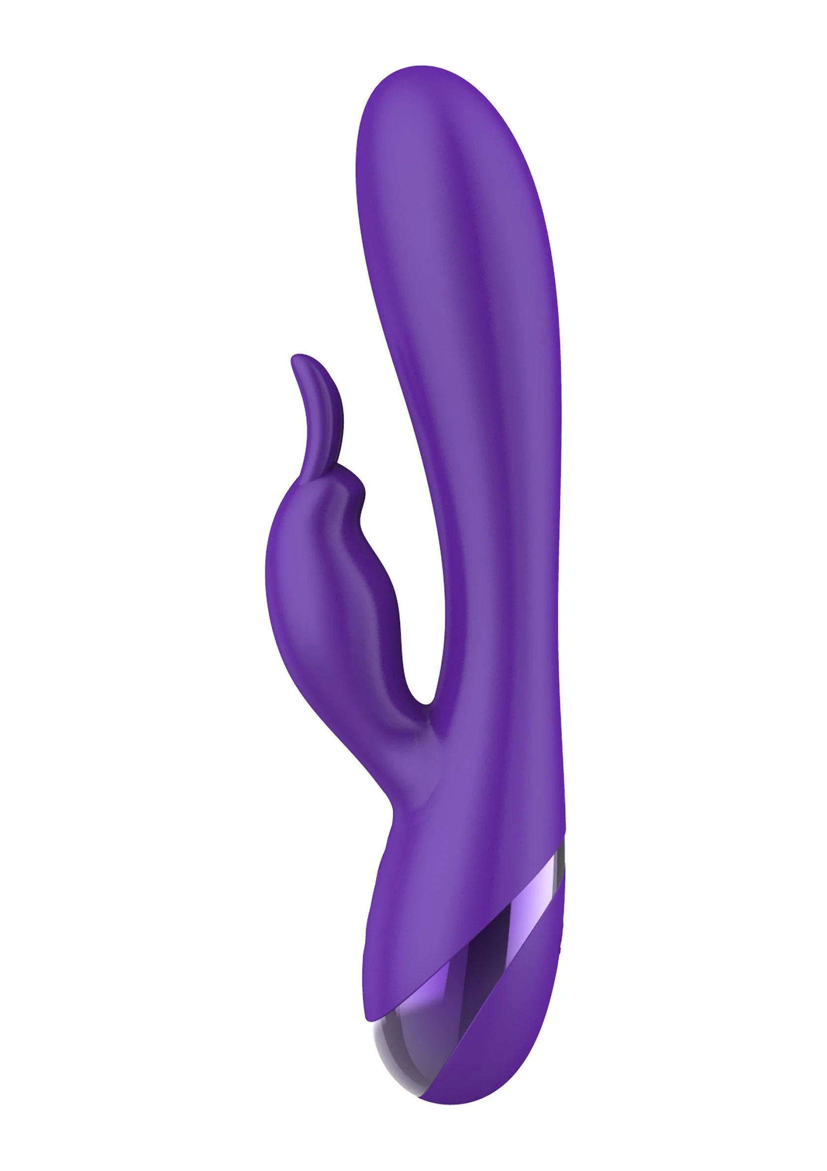 Paarse vibrerende G-spot toy met korte gebogen steel en bredere basis