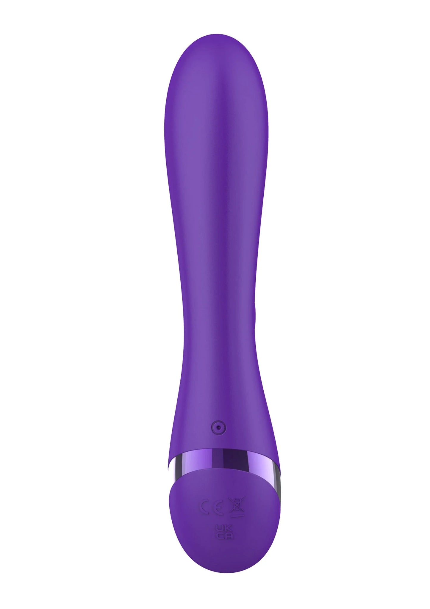 Paarse vibrerende G-spot toy met ronde onderkant en klein oog-/knopdetail