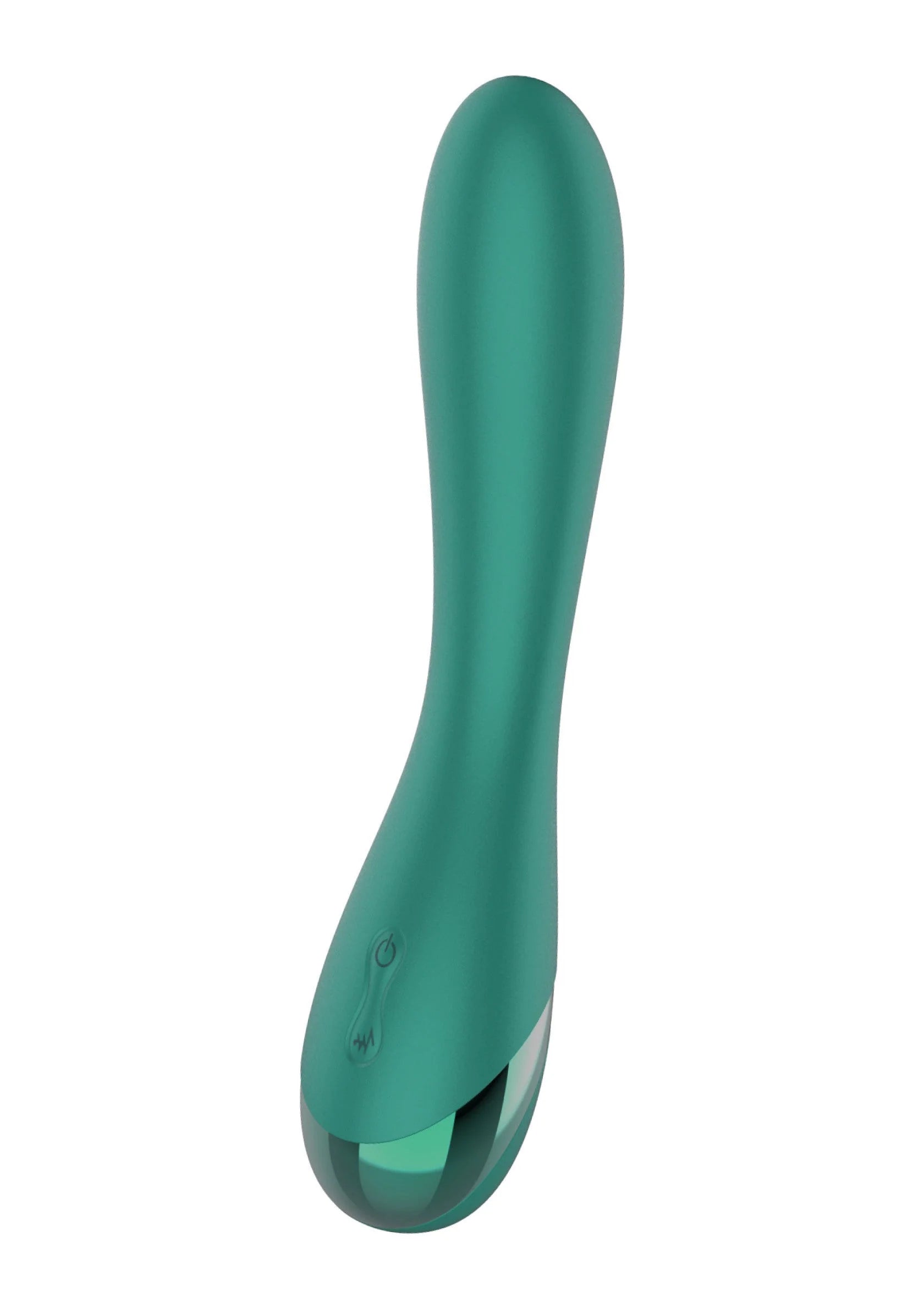 Groene g-spot vibrator met gebogen steel en afgeronde onderzijde
