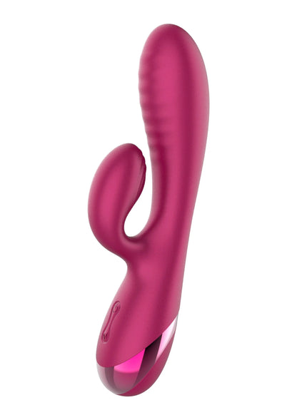 Magenta konijnvibrator met gebogen staaf en open luskop