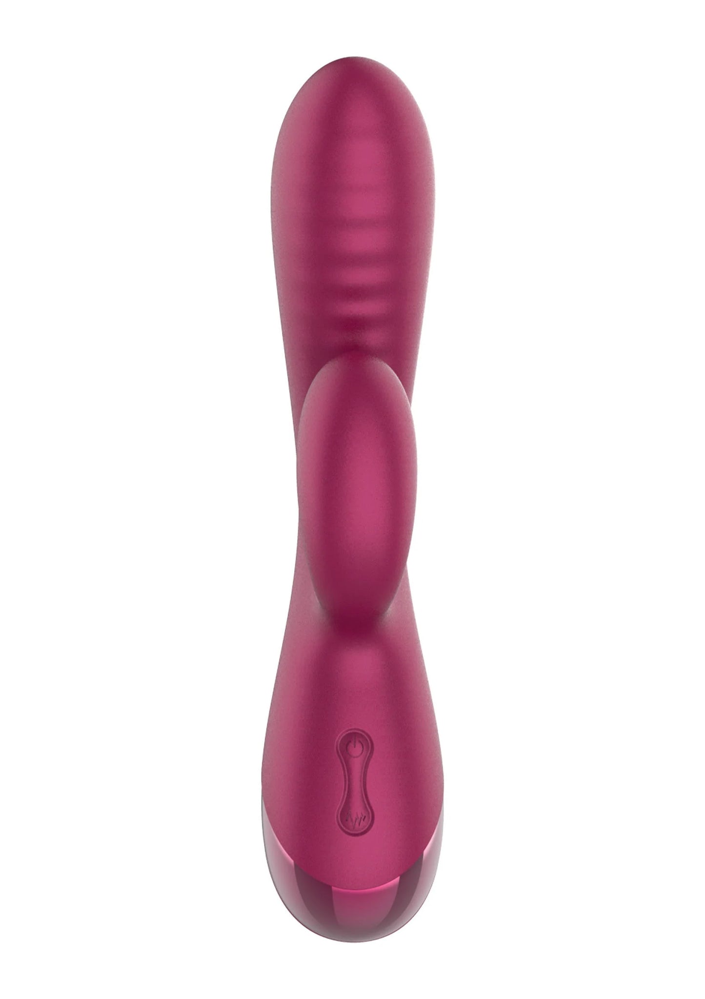 Magenta konijnvibrator van voren met afgeronde top en kleine knopaccenten