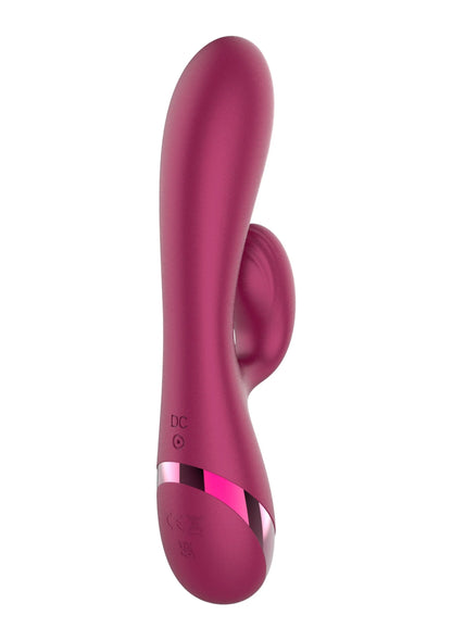 Magenta konijnvibrator met open luskop en zachte afgeronde vorm