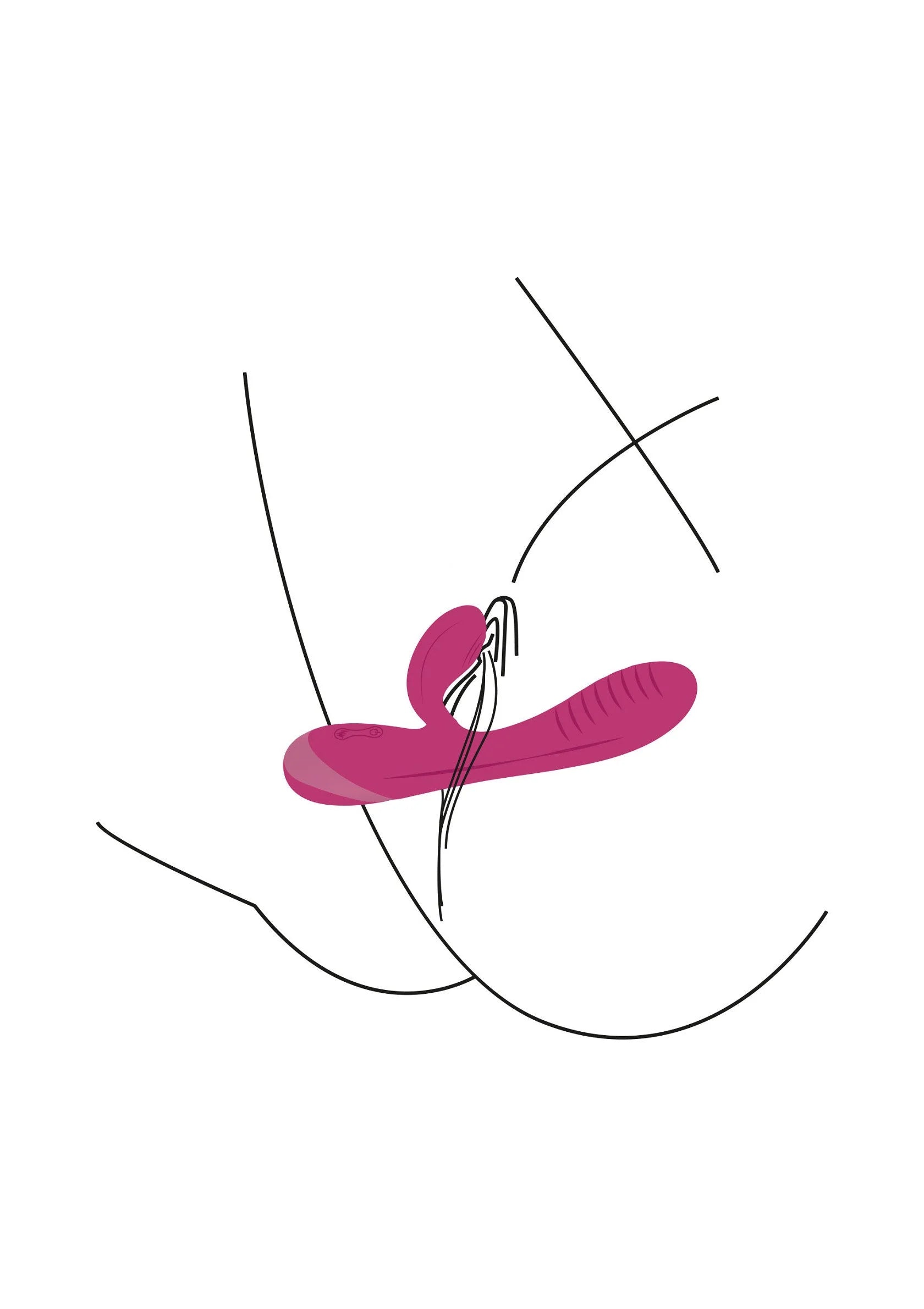 Illustratie van konijnvibratorpositie met luskop richting G-spot