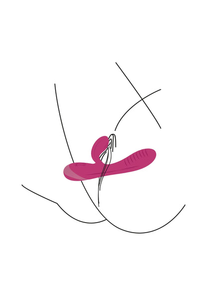 Illustratie van konijnvibratorpositie met luskop richting G-spot
