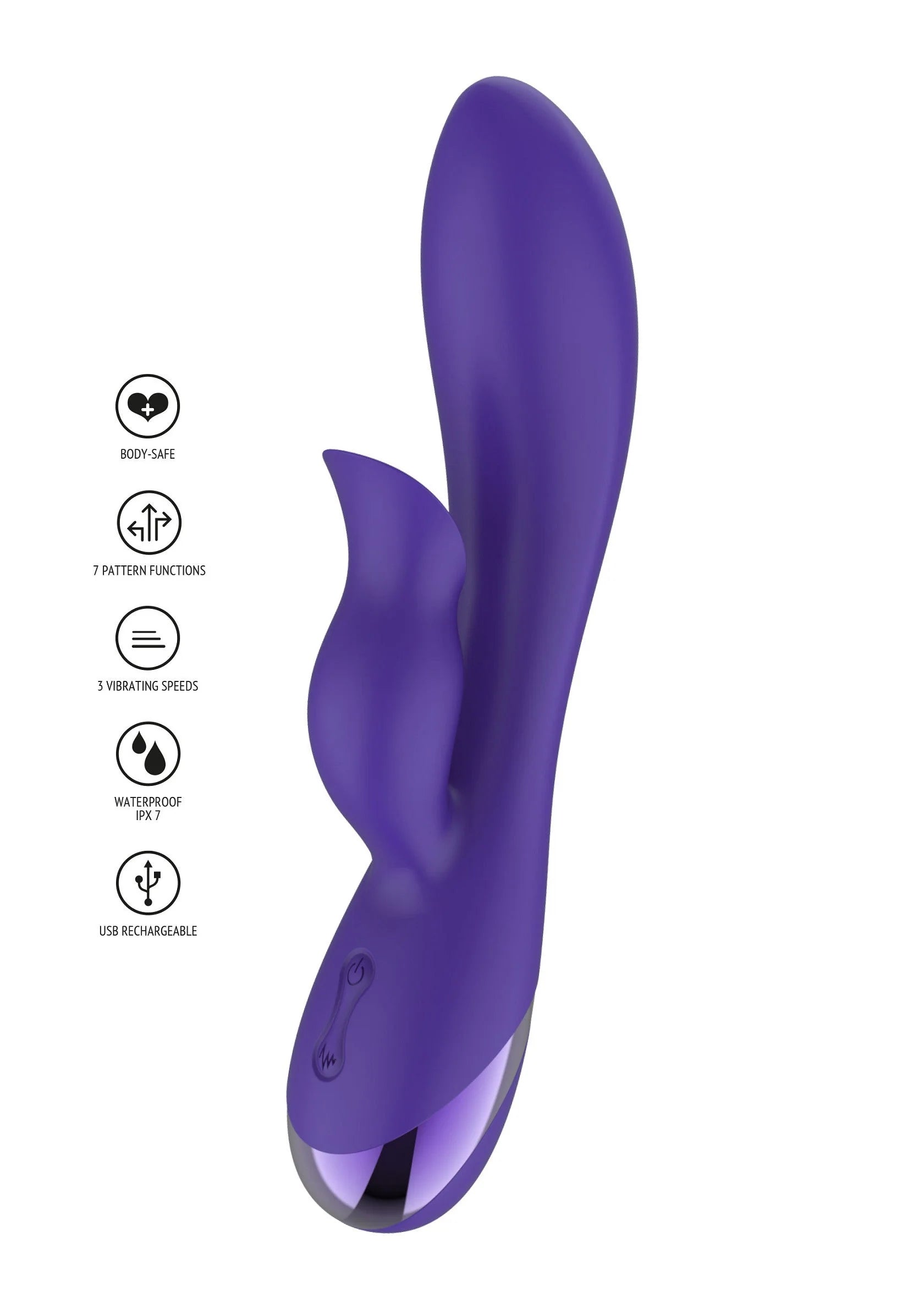 Paarse G-spot rabbit vibrator van Xocoon met gebogen kop en korte uitsteeksels