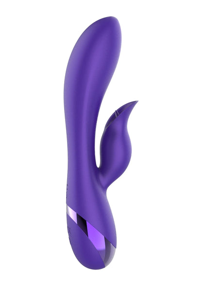Paarse G-spot rabbit vibrator met gebogen staart en fluweelzachte textuur