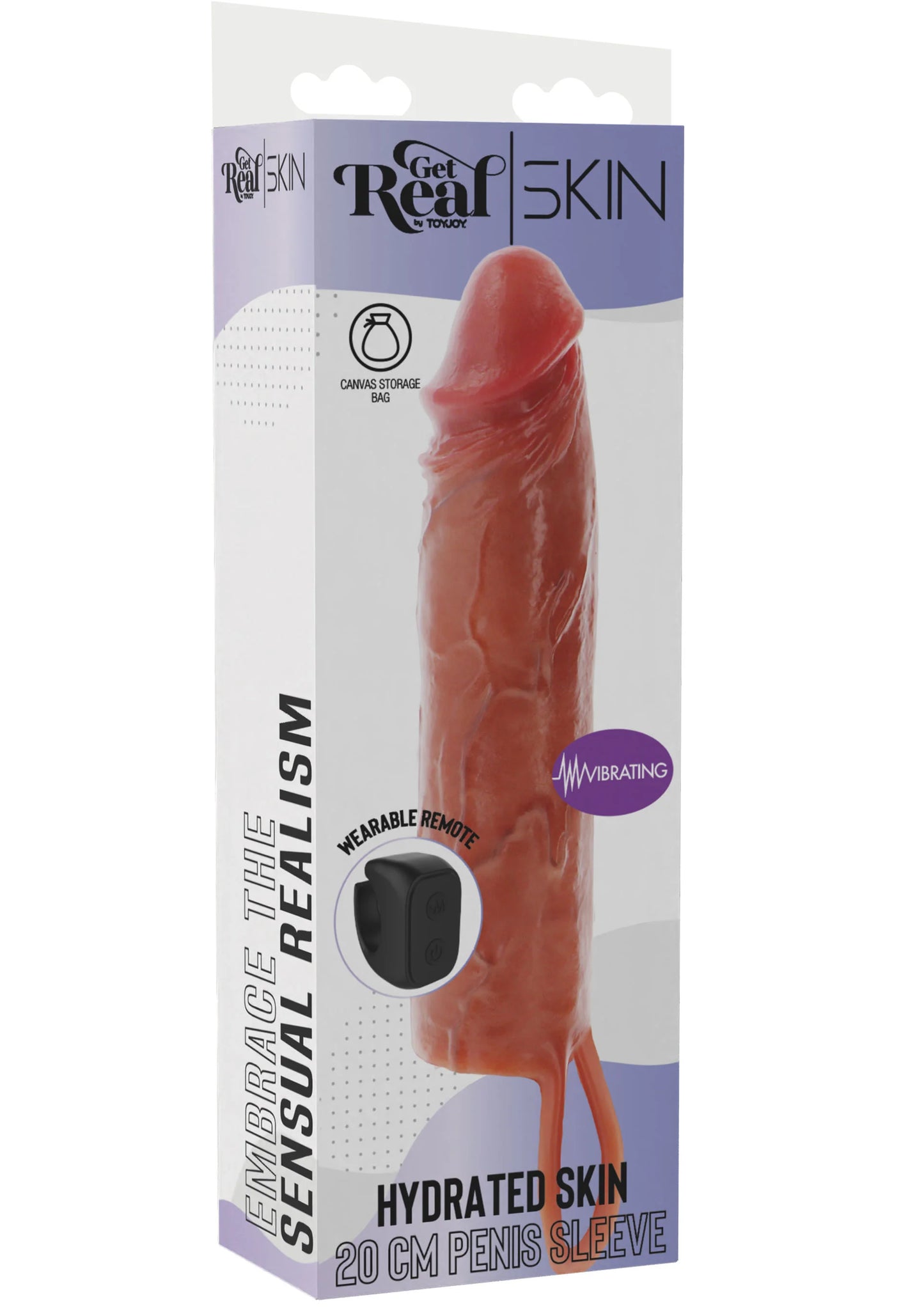 Verpakking van GetRealSKIN vibrerende sleeve, 20 cm, hydratatie-skin
