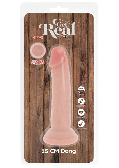 Verpakking met roze dildo van 15 cm; merk ToyJoy op productkaart.