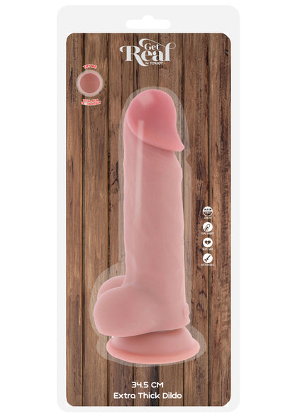 Roze TPE dildo in doorzichtige verpakking, extra dik ontwerp