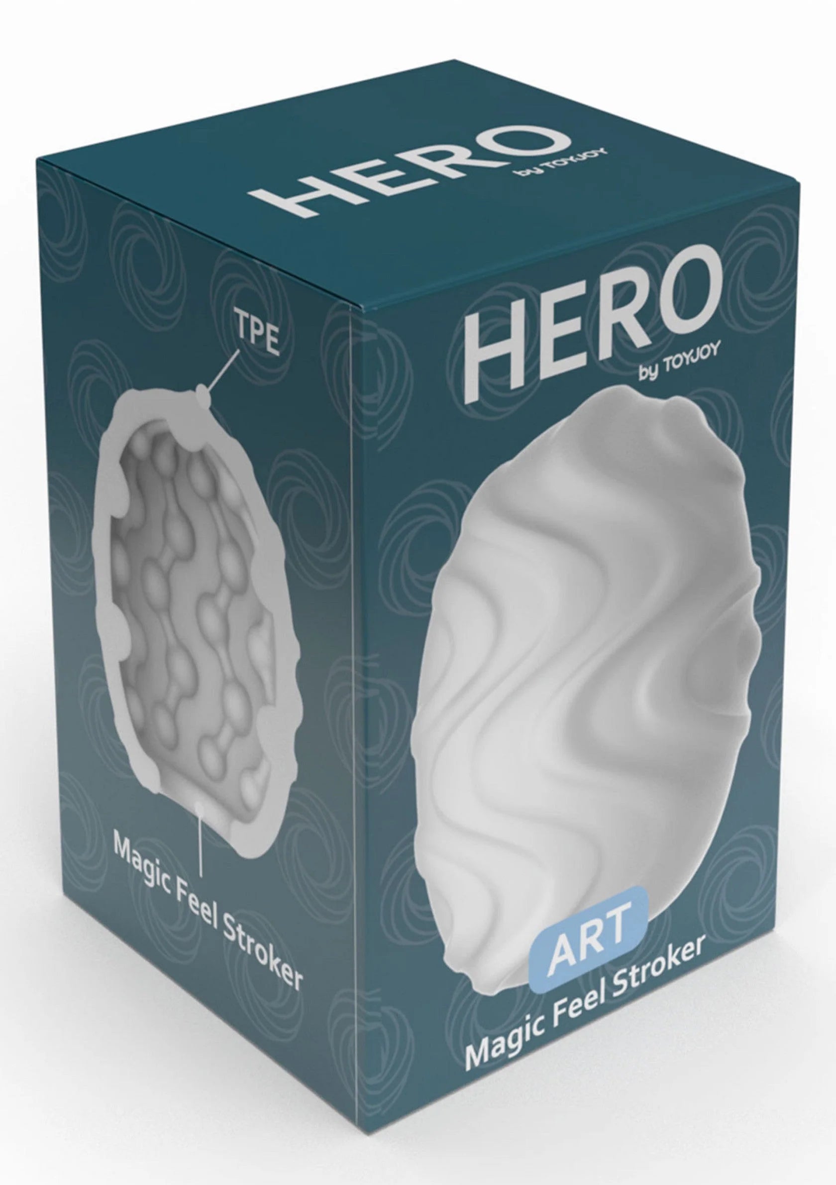 ToyJoy HERO Art verpakking voor mini-masturbator, teal doos met witte vorm