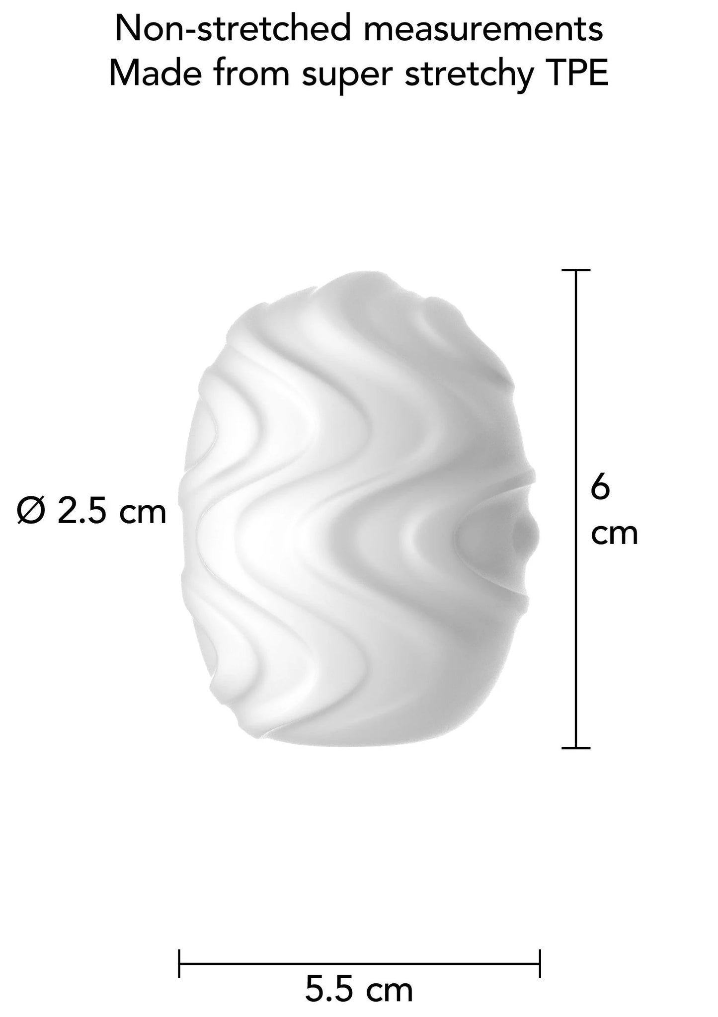 Mini-masturbator afmetingen: Ø2,5 cm, 6 cm hoog, 5,5 cm breed, TPE