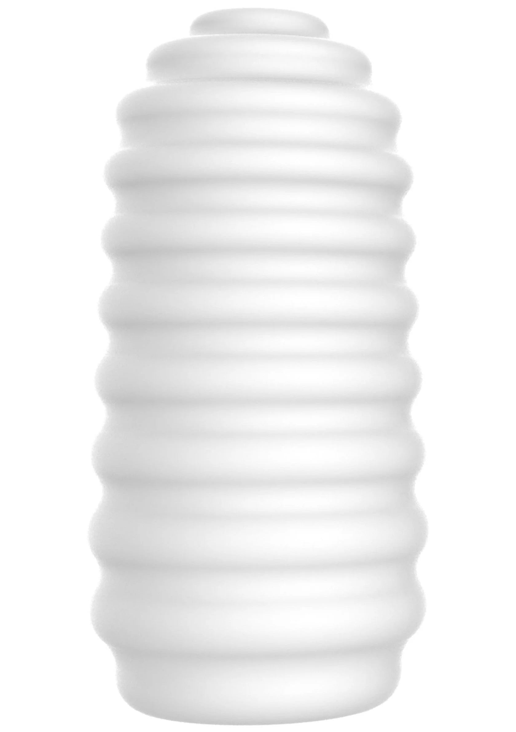 Witte ribbelmasturbator met gestreepte ribbels en afgeronde top