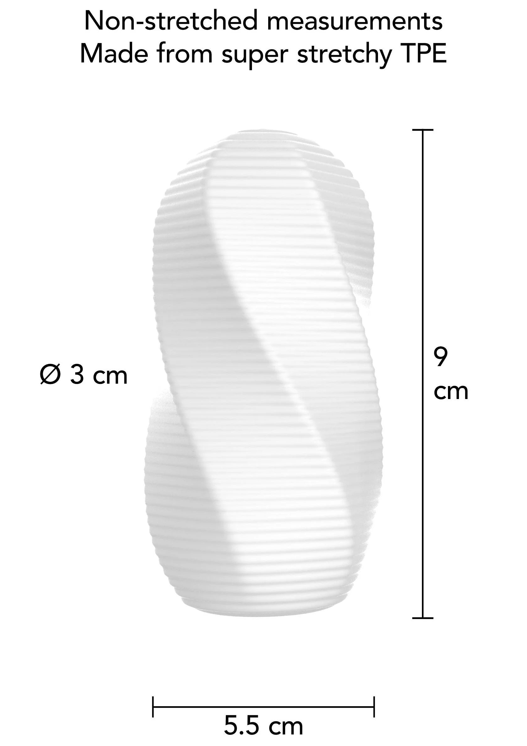 Witte Medium ToyJoy masturbator, Ø3 cm en 9 cm hoogte, spiraalstructuur
