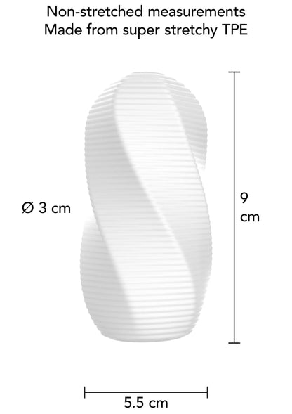 Witte Medium ToyJoy masturbator, Ø3 cm en 9 cm hoogte, spiraalstructuur