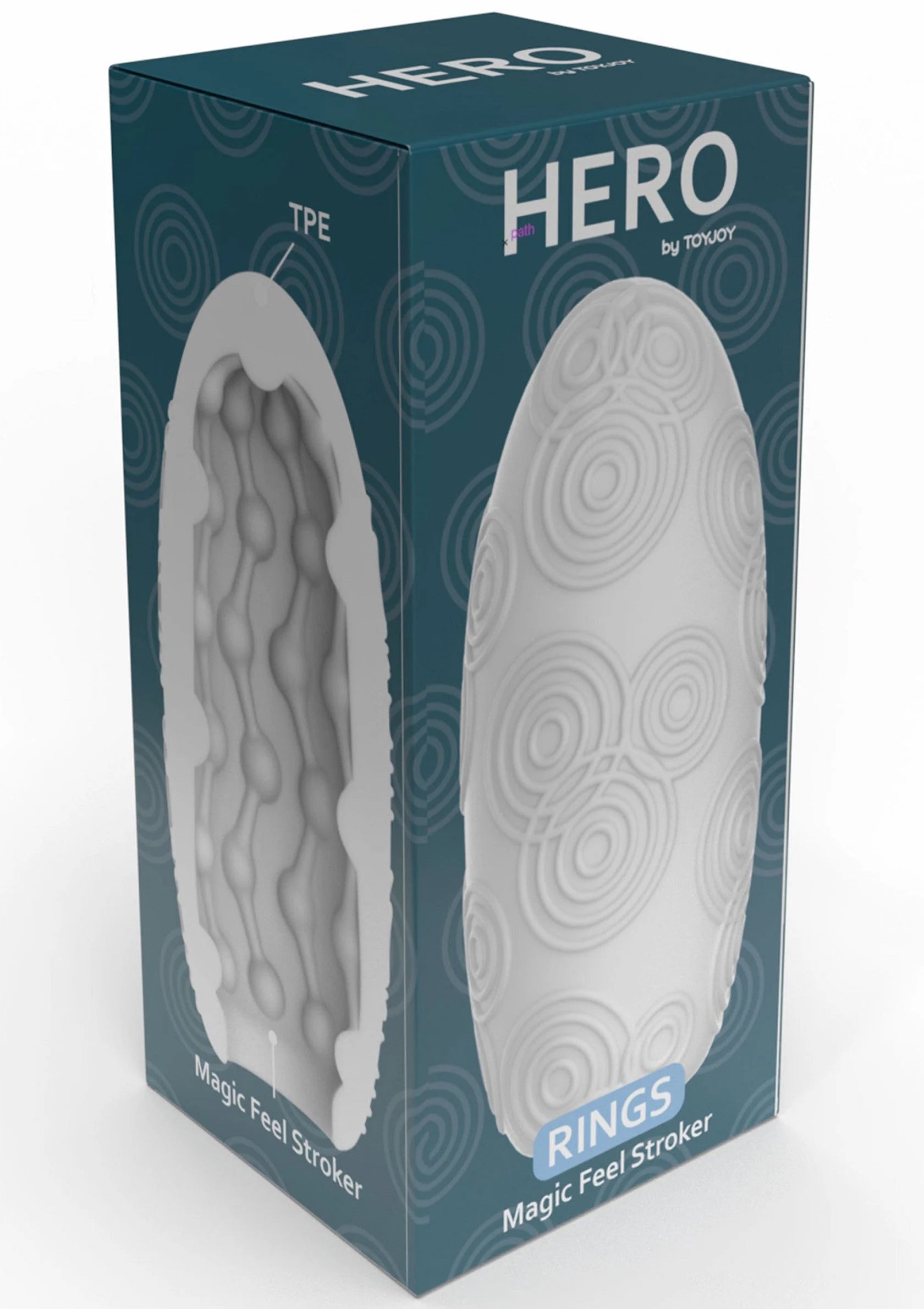 Doosverpakking voor HERO masturbator-ringen van ToyJoy, TPE, ovaal reliëf