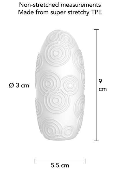 Masturbator-ringen van TPE, ovaal reliëf, Ø3 cm en 9 cm