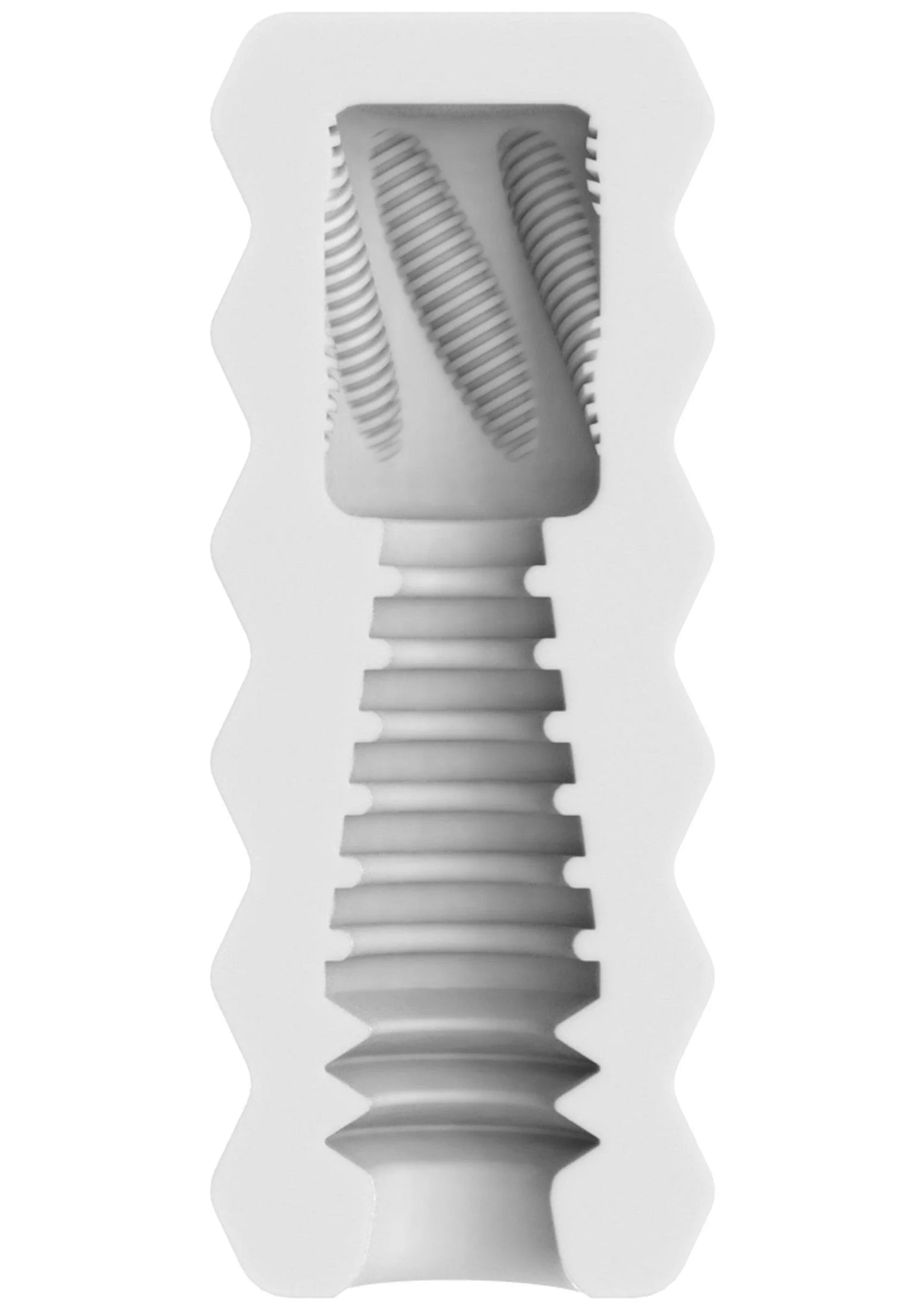 Close-up van lichtgekleurde masturbator met verticale binnenribben en open top