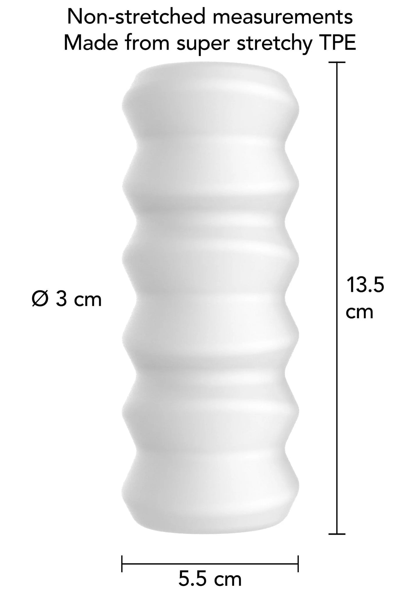 Lichtgekleurde masturbator met afmetingen: Ø 3 cm en 13,5 cm