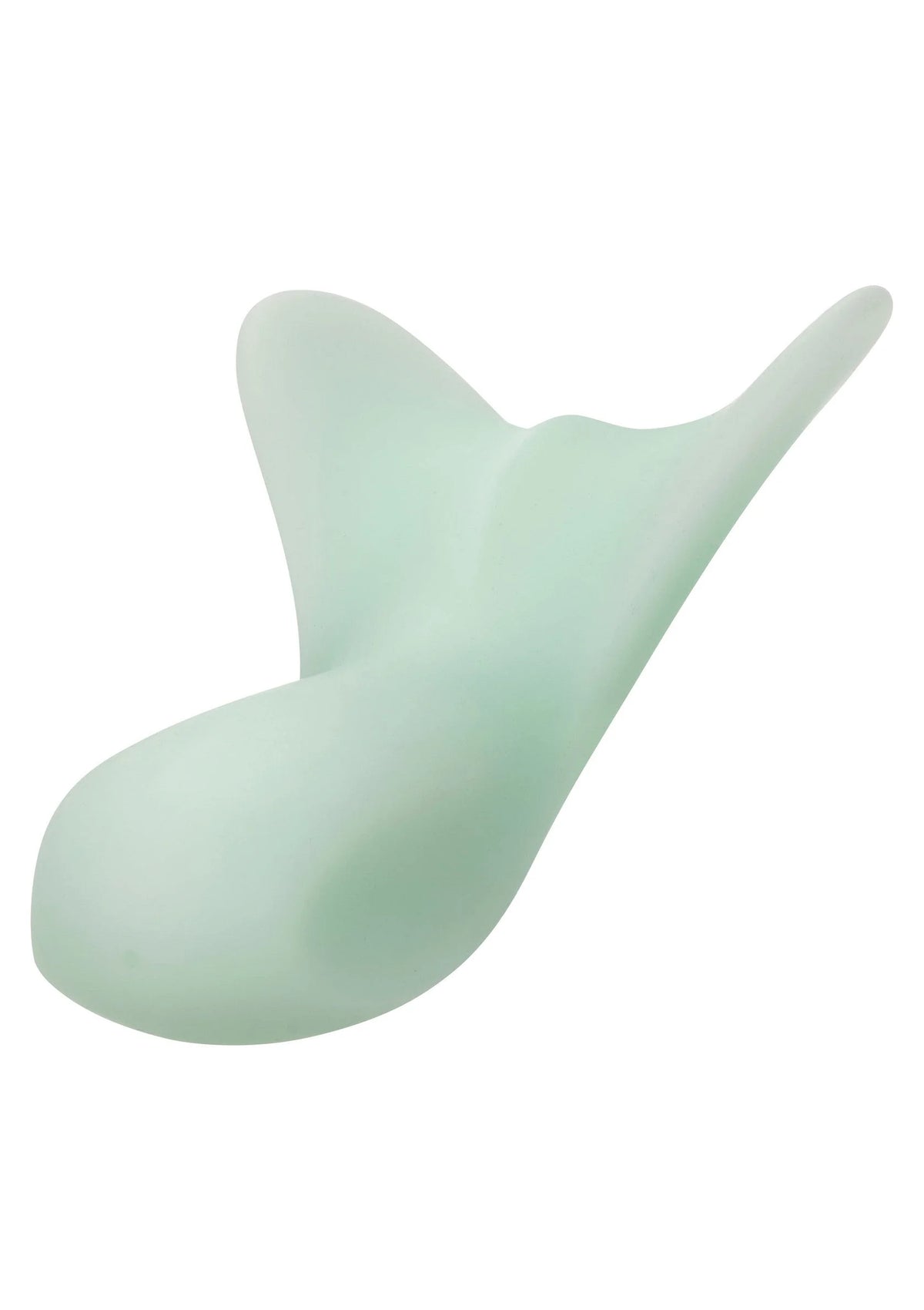 Mentgroene siliconen vibrator, schuin zijaanzicht met afgeronde top