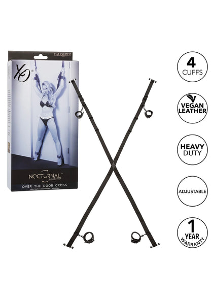 Nocturnal over-deur kruis van CalExotics, verpakking met 4 manchetten en zware, verstelbare set.