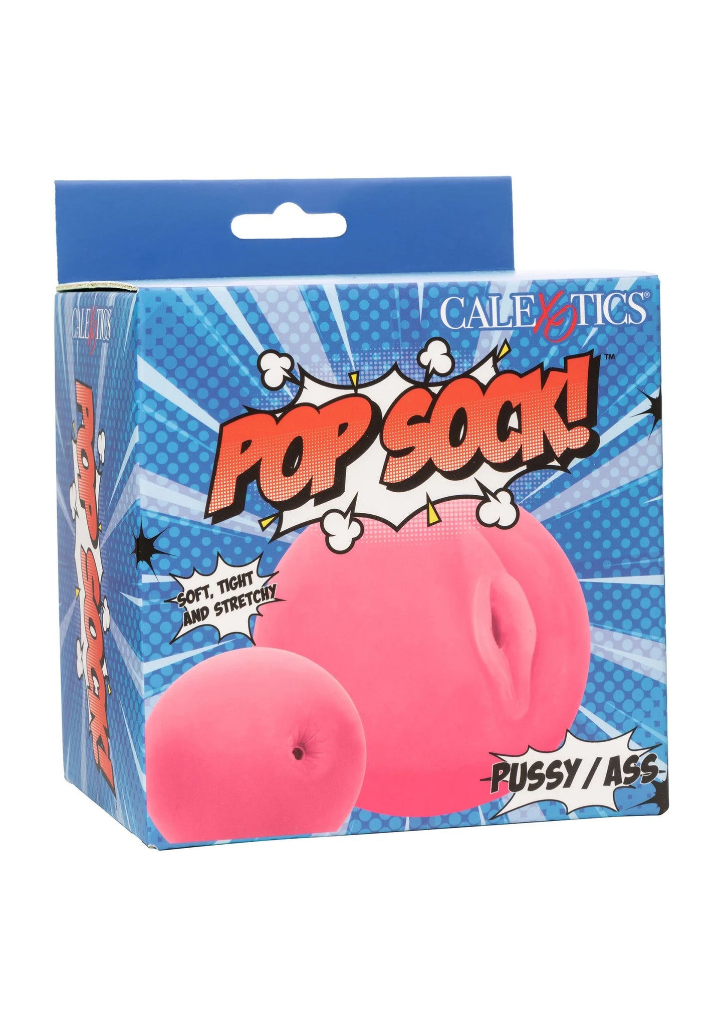 CalExotics pop-sok speeltje in roze verpakking met ronde opening
