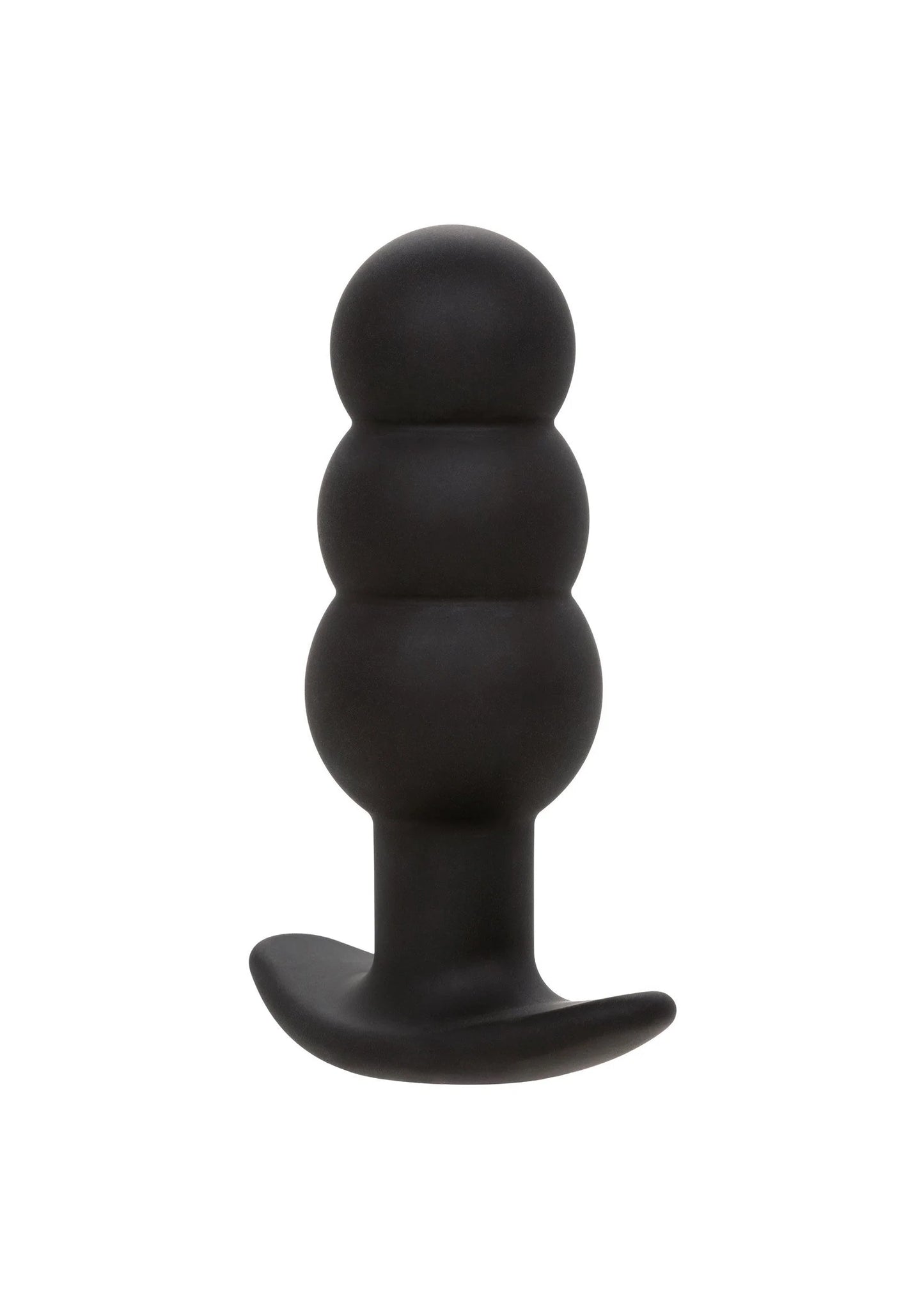 Zwarte siliconen beaded probe met ronde segmenten en brede voet