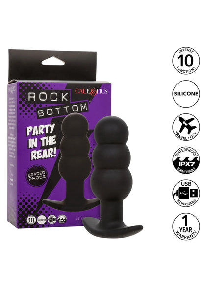 CalExotics verpakking met zwarte siliconen beaded probe en ronde bollen