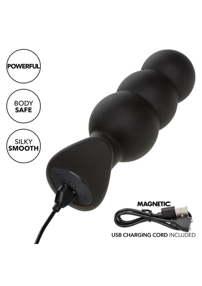 Zwarte siliconen beaded probe met brede voet en USB-oplaadkabel