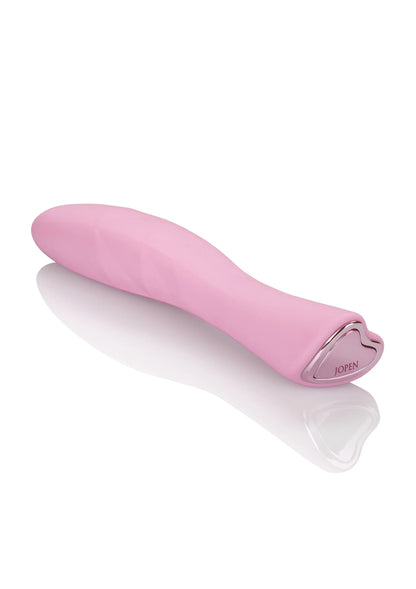 Roze siliconen wandvibrator schuin, met onderkant en Jopen-label