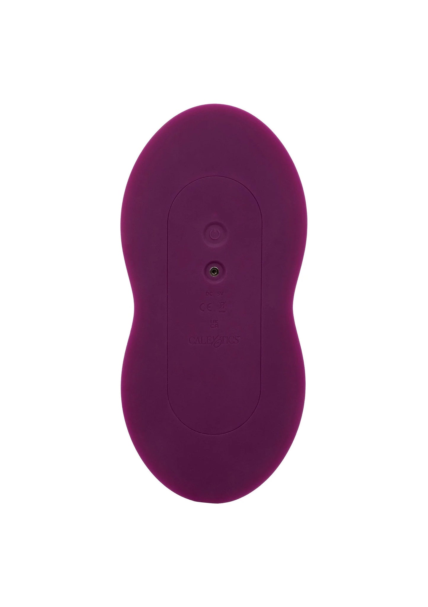 Paars vibratorpad met ovale behuizing en bedieningsknoppen, vooraanzicht