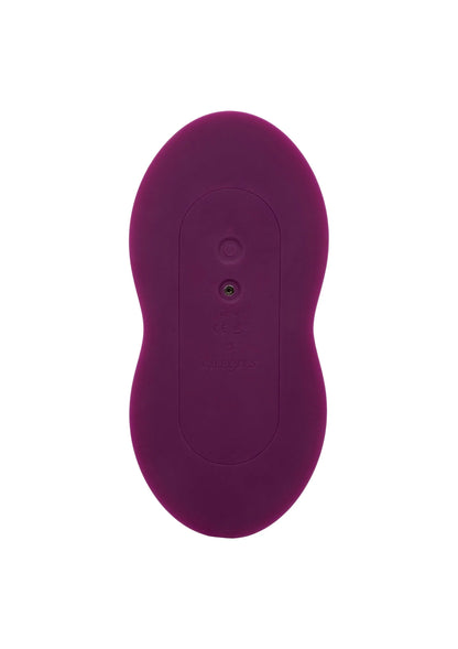 Paars vibratorpad met ovale behuizing en bedieningsknoppen, vooraanzicht