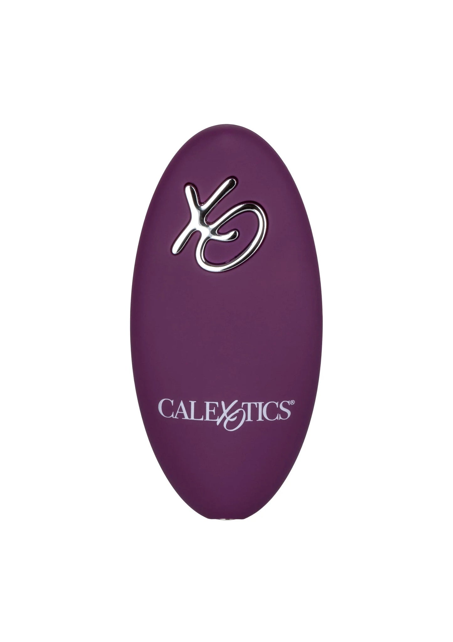Paars vibratorpad met CalExotics-logo en symboolopdruk aan de voorkant