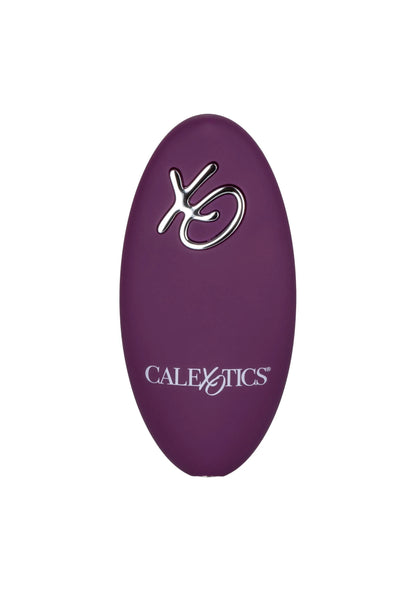 Paars vibratorpad met CalExotics-logo en symboolopdruk aan de voorkant