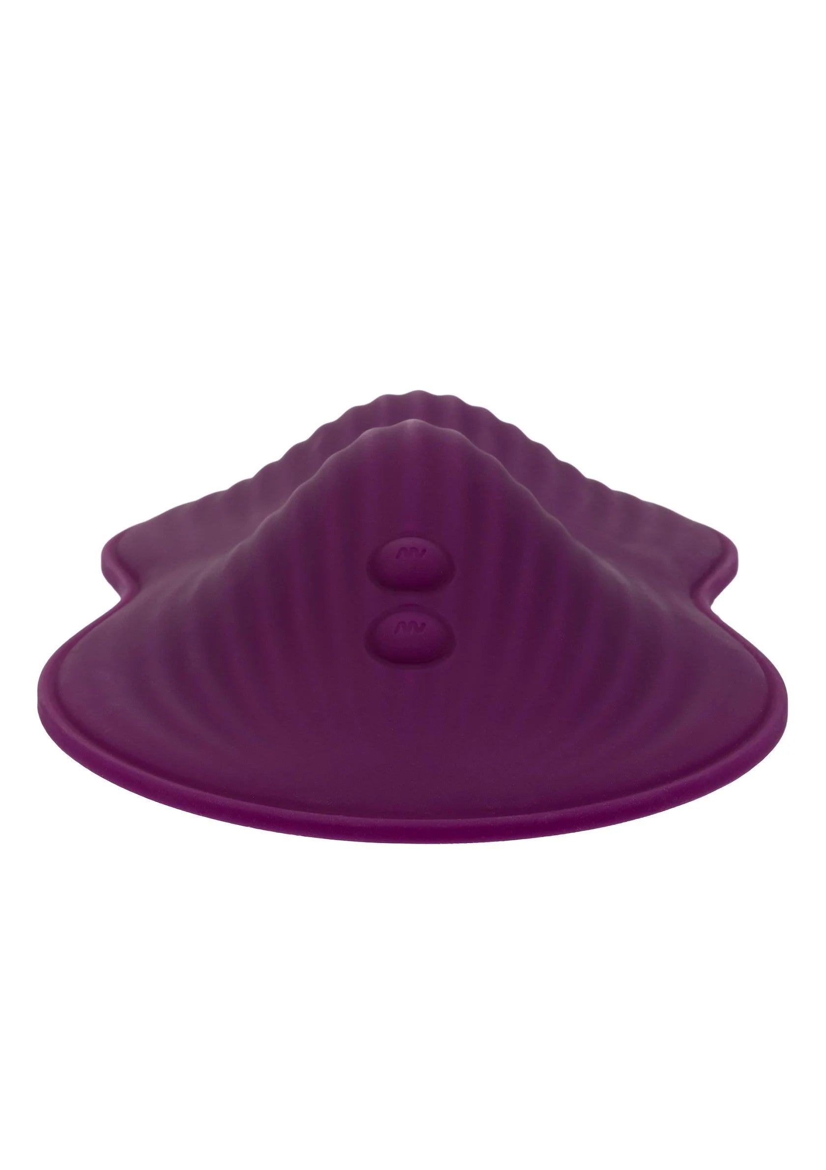 Paars vibratorpad met opstaande rand en twee ovale knoppen op de bovenkant