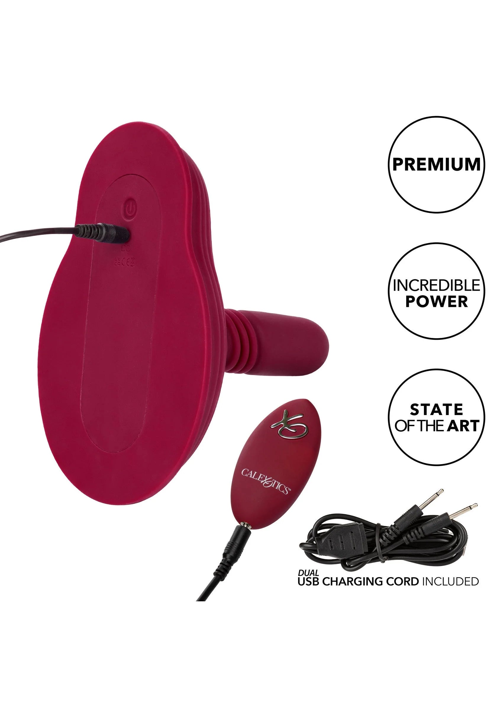 Rode silicone thrust- en grind-vibrator met afstandsbediening en oplaadkabel
